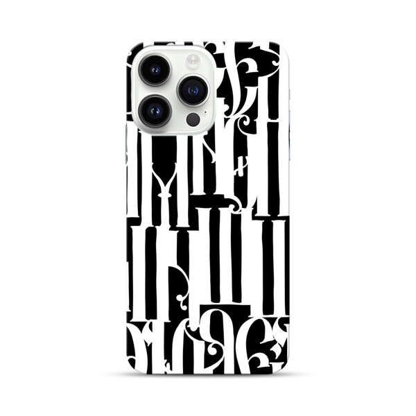 Abstract Black and White Pattern with Ornamental Letters iPhone 14 Pro Max Hard Case