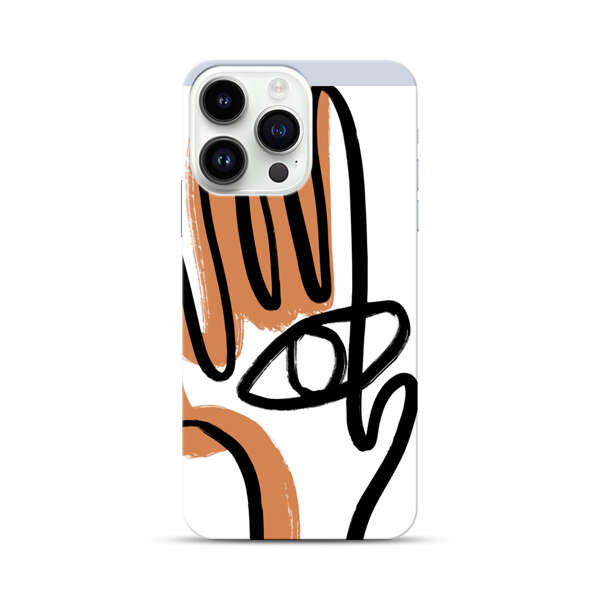 Abstract Minimalist Hand with Eye iPhone 14 Pro Max Hard Case