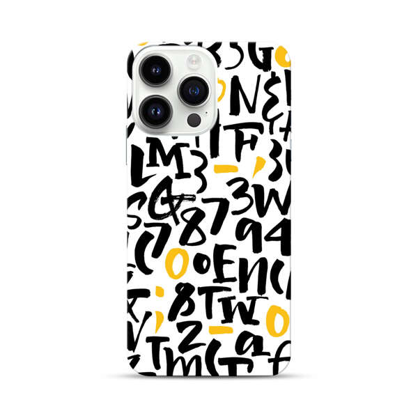 Abstract Typography Letter Number Pattern iPhone 14 Pro Max Hard Case