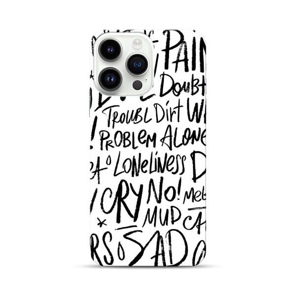 Black and White Negative Words Pattern iPhone 14 Pro Max Hard Case