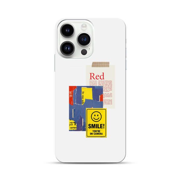 Collage Torn Paper Smiley Face Yellow Sign iPhone 14 Pro Max Hard Case