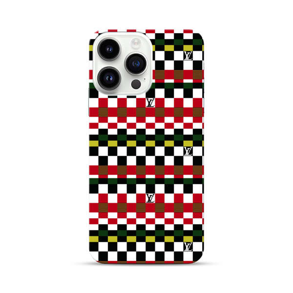 Colorful Checkerboard Stripes Pattern iPhone 14 Pro Max Hard Case