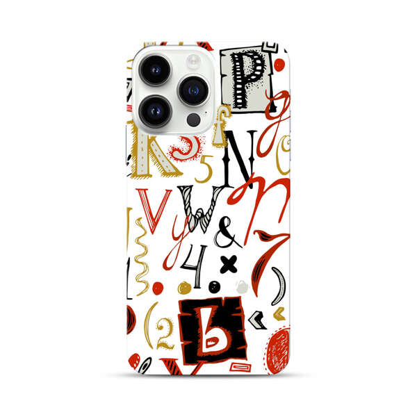 Colorful Hand Drawn Letters and Numbers Pattern iPhone 14 Pro Max Hard Case