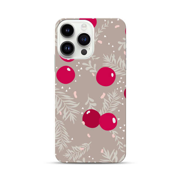 Cranberries and pine branches holiday pattern iPhone 14 Pro Max Hard Case