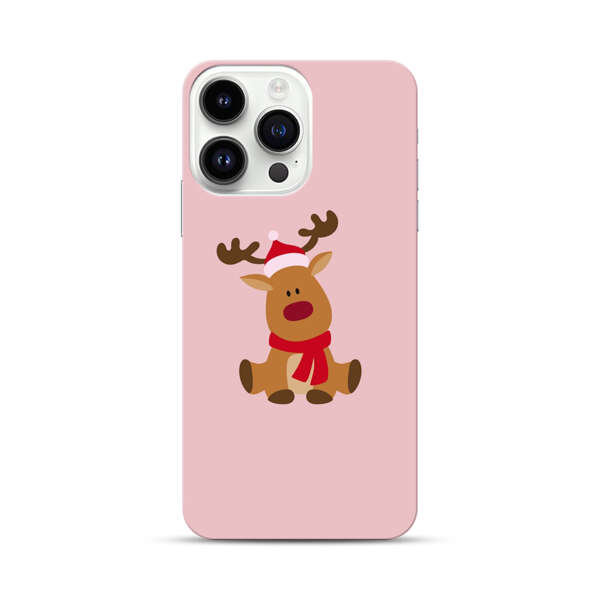Cute Reindeer with Santa Hat and Red Scarf iPhone 14 Pro Max Hard Case