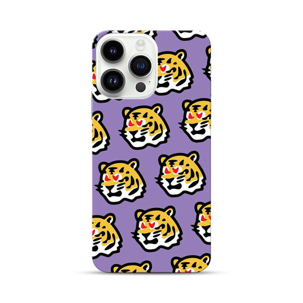 Cute Tiger with Heart Eyes Pattern iPhone 14 Pro Max Hard Case