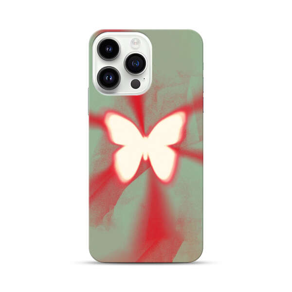 Glowing White Butterfly Abstract Radiant Design iPhone 14 Pro Max Hard Case