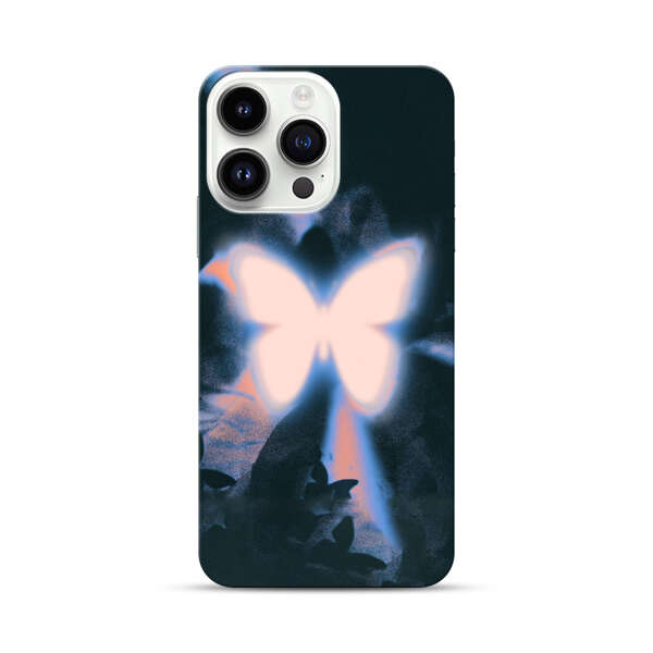 Glowing White Butterfly iPhone 14 Pro Max Hard Case