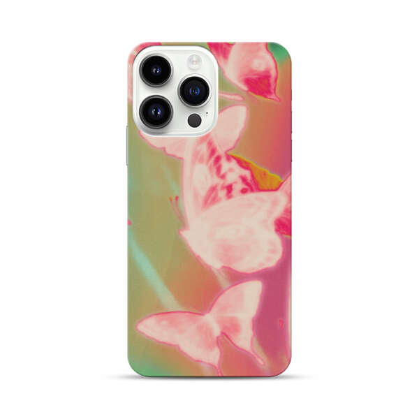 Pink Butterflies Dreamy Colorful Background iPhone 14 Pro Max Hard Case