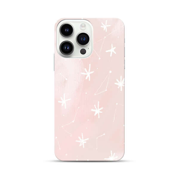 Pink Stars and Constellation Pattern iPhone 14 Pro Max Hard Case