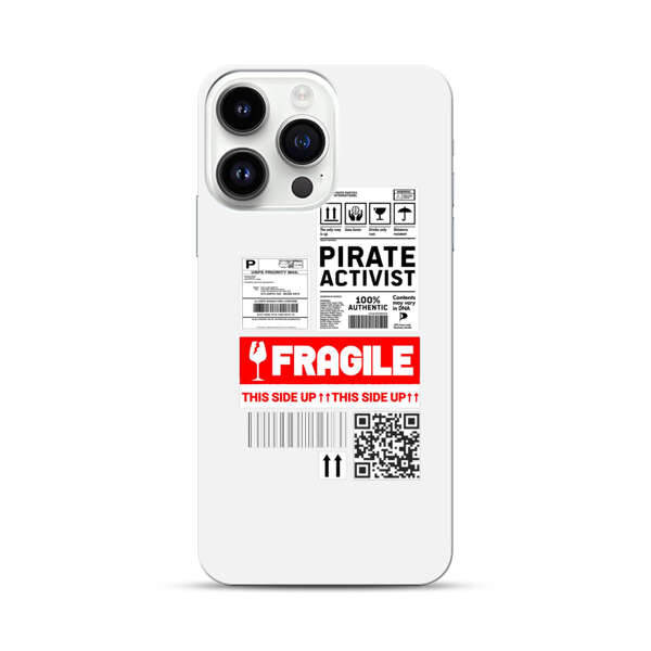 Pirate Activist Fragile Shipping Label iPhone 14 Pro Max Hard Case
