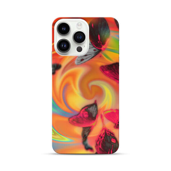 Psychedelic Butterflies Swirl iPhone 14 Pro Max Hard Case