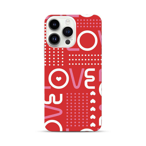 Red Love Typography Pattern iPhone 14 Pro Max Hard Case