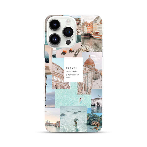 Travel Scenic Collage with Landmarks and Coastline iPhone 14 Pro Max Hard Case