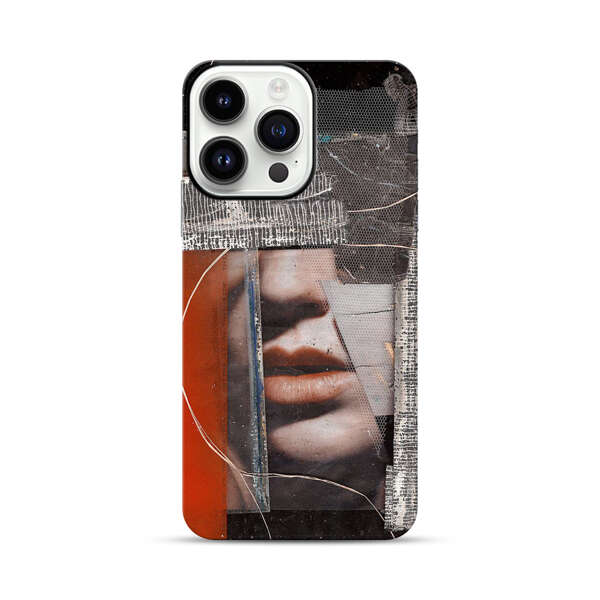 Abstract Collage Close Up Face iPhone 14 Pro Max Impact Case