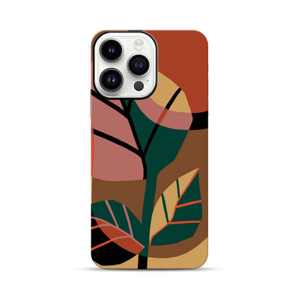 Abstract Geometric Leaves Design iPhone 14 Pro Max Impact Case