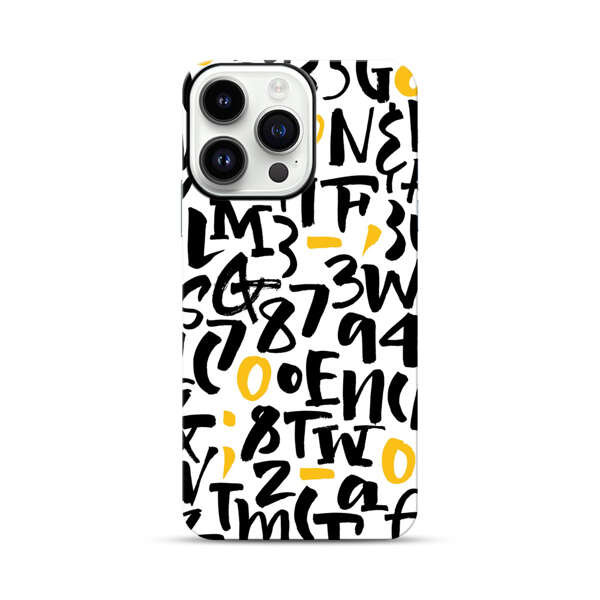 Abstract Typography Letter Number Pattern iPhone 14 Pro Max Impact Case