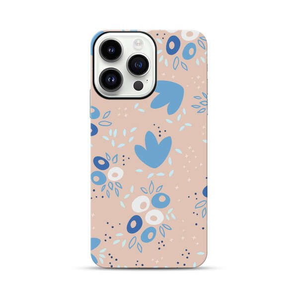 Blue Floral Pattern iPhone 14 Pro Max Impact Case