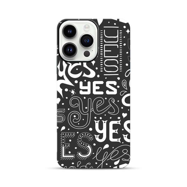Bold Playful Typography Yes Pattern iPhone 14 Pro Max Impact Case