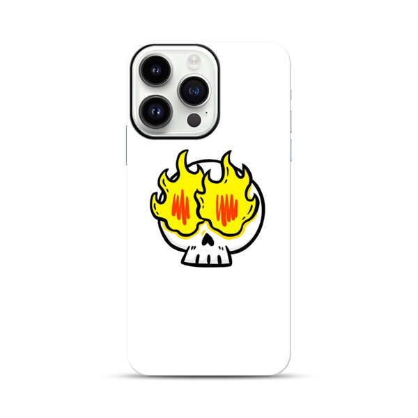 Cartoon Skull with Flames iPhone 14 Pro Max Impact Case