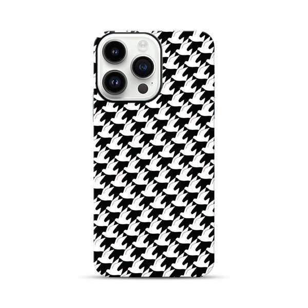 Classic Black and White Houndstooth Pattern iPhone 14 Pro Max Impact Case