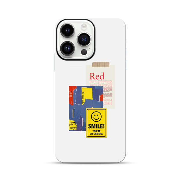 Collage Torn Paper Smiley Face Yellow Sign iPhone 14 Pro Max Impact Case