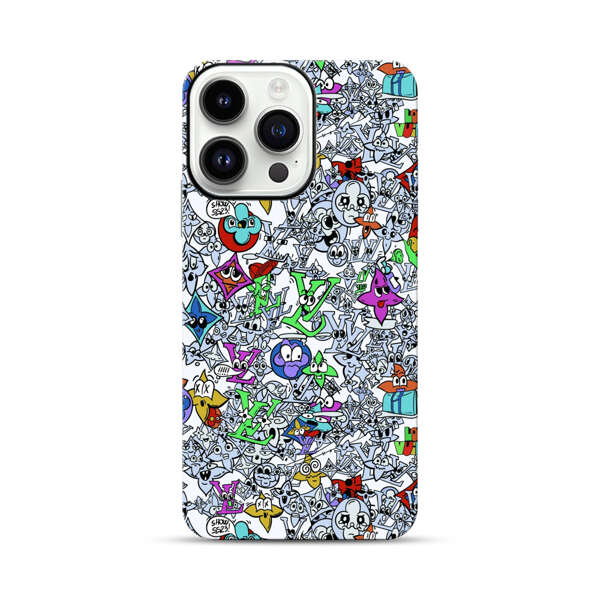 Colorful Cartoon Graffiti Pattern iPhone 14 Pro Max Impact Case