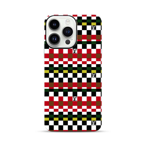 Colorful Checkerboard Stripes Pattern iPhone 14 Pro Max Impact Case