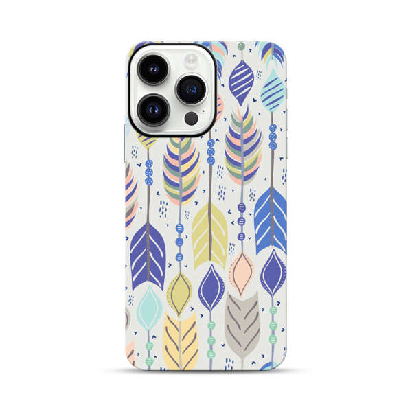Colorful Feathers Pattern Pastel iPhone 14 Pro Max Impact Case