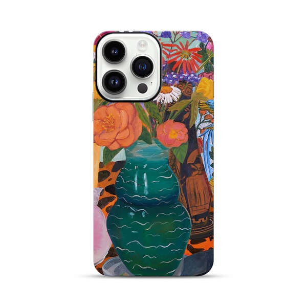 Colorful Still Life with Flower Vases and Shell iPhone 14 Pro Max Impact Case