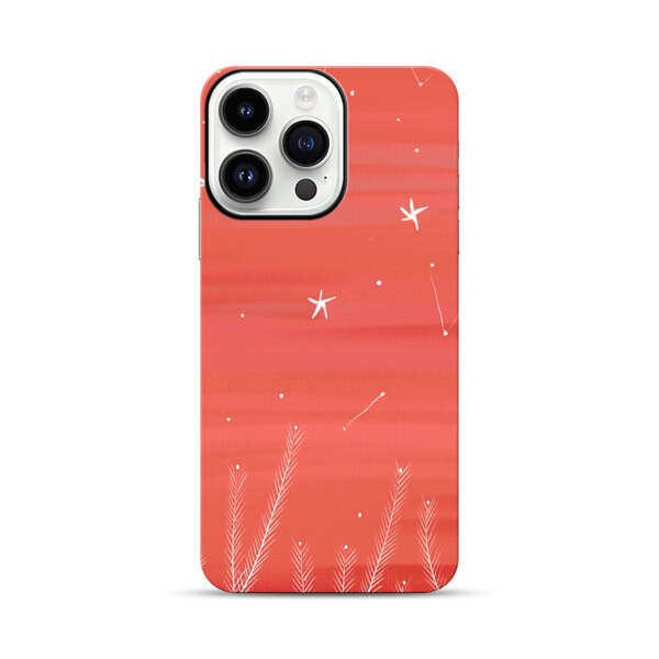 Coral Night Sky with Stars and Plants iPhone 14 Pro Max Impact Case