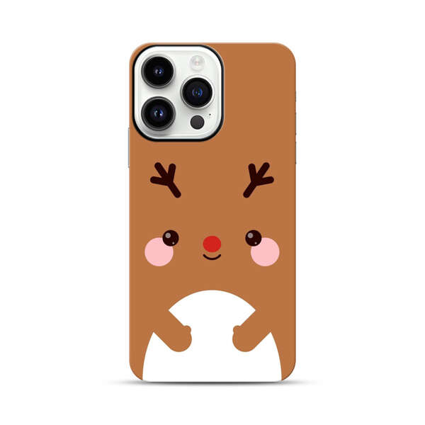 Cute Minimalist Reindeer Cartoon iPhone 14 Pro Max Impact Case