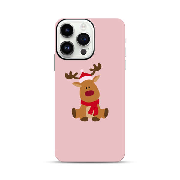 Cute Reindeer with Santa Hat and Red Scarf iPhone 14 Pro Max Impact Case