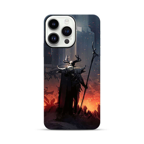 Dark Fantasy Warrior with Horned Helmet iPhone 14 Pro Max Impact Case