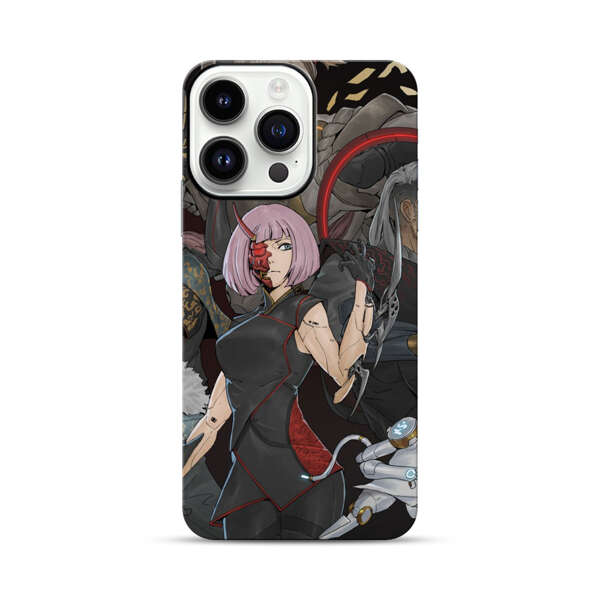 Futuristic Cyberpunk Warriors and Robotic Cat in Dynamic Pose iPhone 14 Pro Max Impact Case