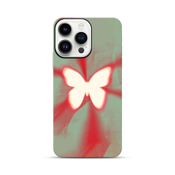 Glowing White Butterfly Abstract Radiant Design iPhone 14 Pro Max Impact Case