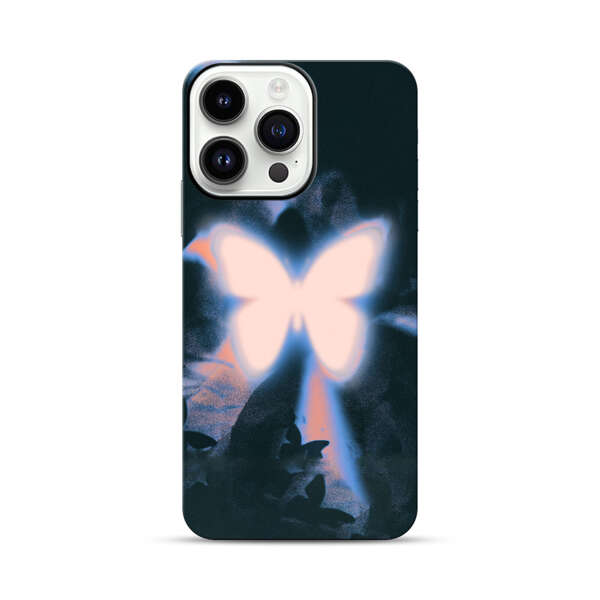 Glowing White Butterfly iPhone 14 Pro Max Impact Case
