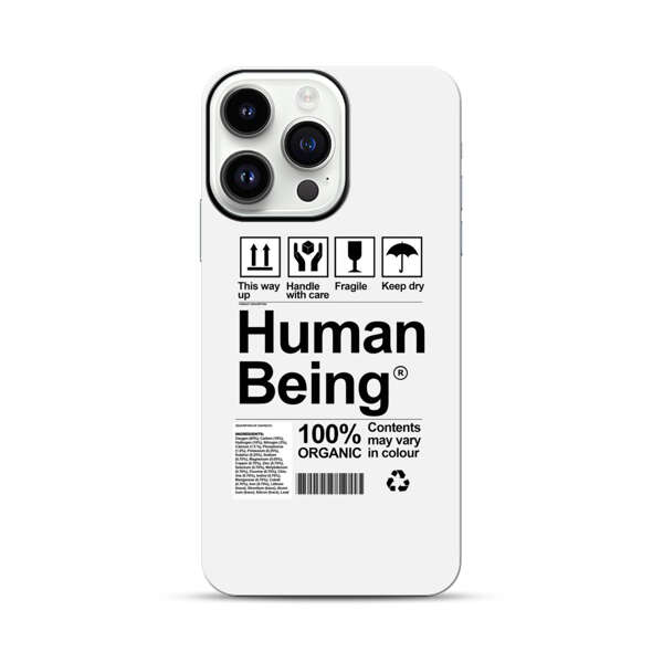 Human Being Fragile Label Design iPhone 14 Pro Max Impact Case