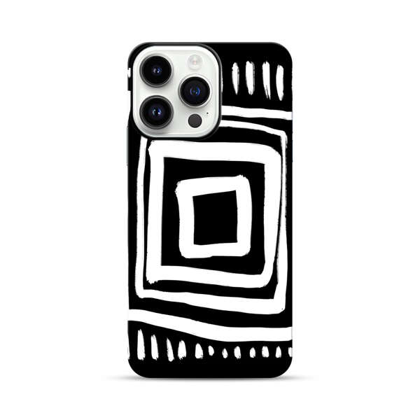 Minimalist Geometric Black and White Design iPhone 14 Pro Max Impact Case