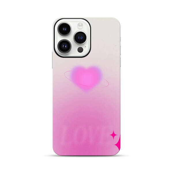 Pink Glowing Heart Love Sparkle iPhone 14 Pro Max Impact Case