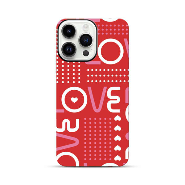 Red Love Typography Pattern iPhone 14 Pro Max Impact Case