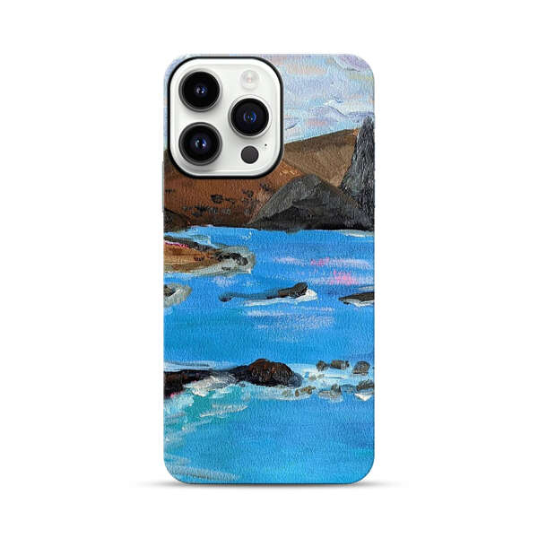 Rocky Coastline Ocean Painting iPhone 14 Pro Max Impact Case