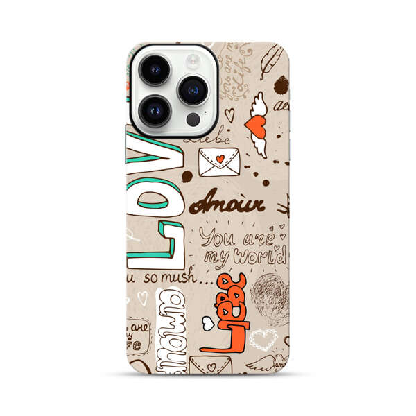 Romantic Love Doodle Collage iPhone 14 Pro Max Impact Case
