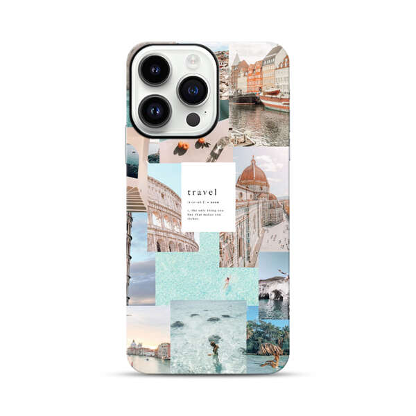 Travel Scenic Collage with Landmarks and Coastline iPhone 14 Pro Max Impact Case