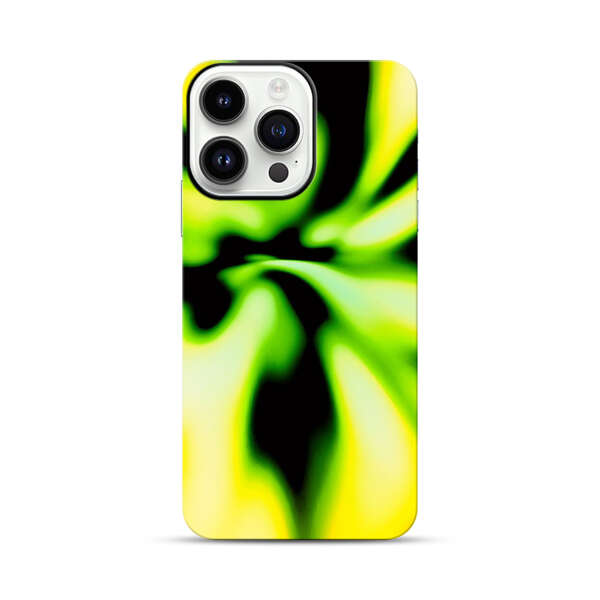 Vibrant Abstract Green and Yellow Swirl iPhone 14 Pro Max Impact Case