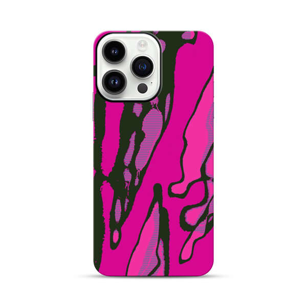 Vibrant Abstract Magenta Black Pattern iPhone 14 Pro Max Impact Case