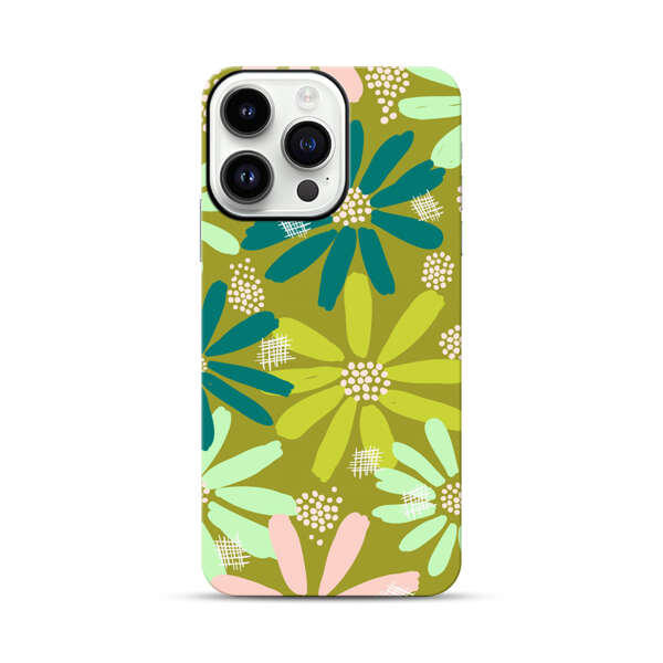 Vibrant Floral Daisy Pattern iPhone 14 Pro Max Impact Case