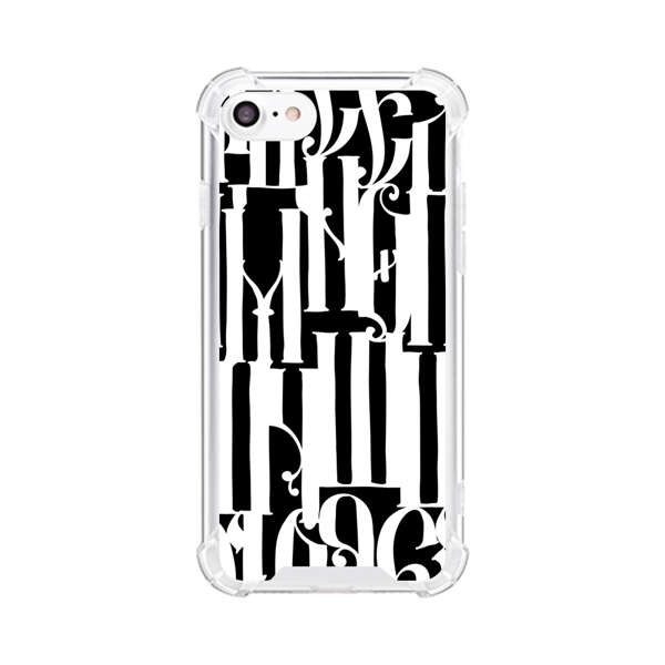 Abstract Black and White Pattern with Ornamental Letters iPhone 7/8/SE (2020) Case