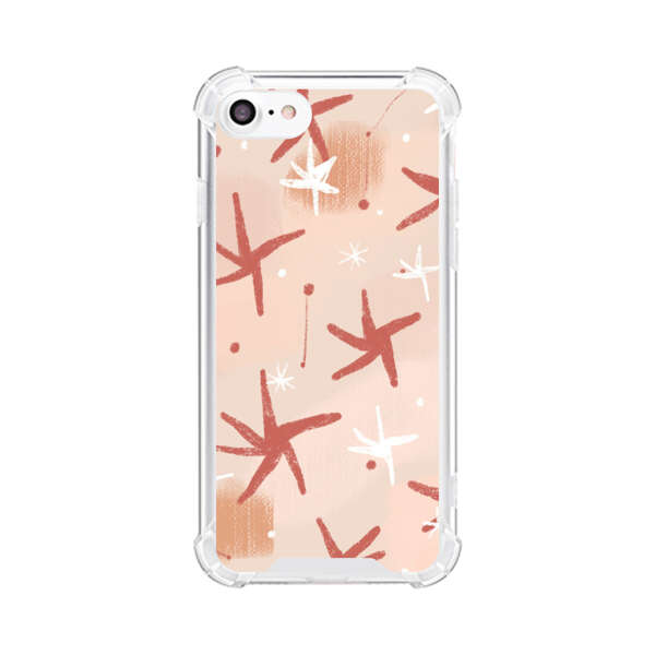 Abstract Star Pattern Red and White on Beige Background iPhone 7/8/SE (2020) Case