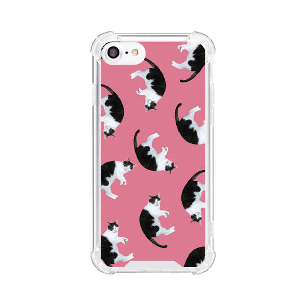 Black and White Cats Pattern on Pink Background iPhone 7/8/SE (2020) Case